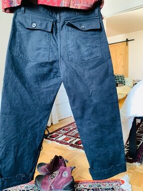 Naked & Famous Black Canvas Work Pants Cropped 27” – Size 31 (17” Flat)